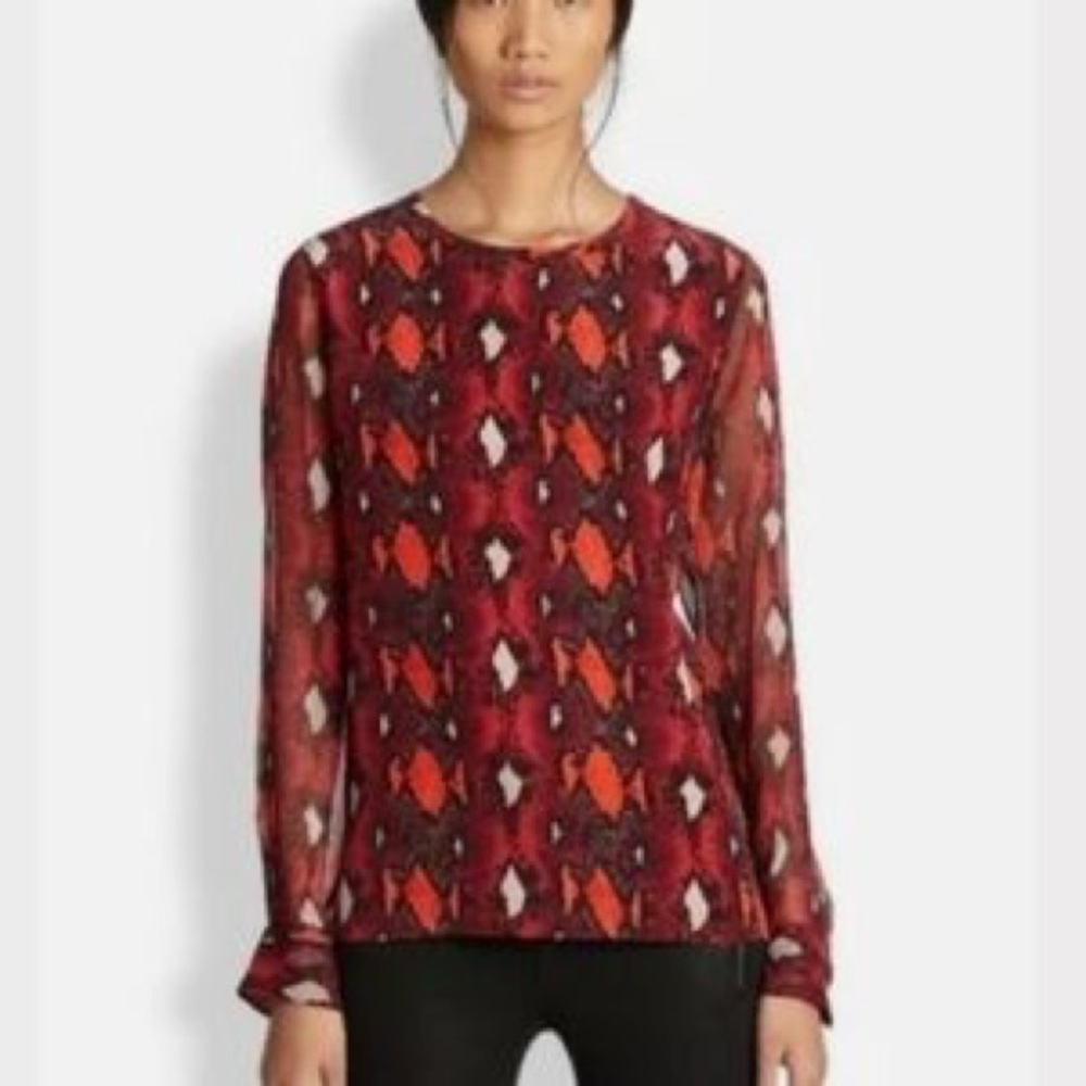 Equipment red silk snakeskin print blouse